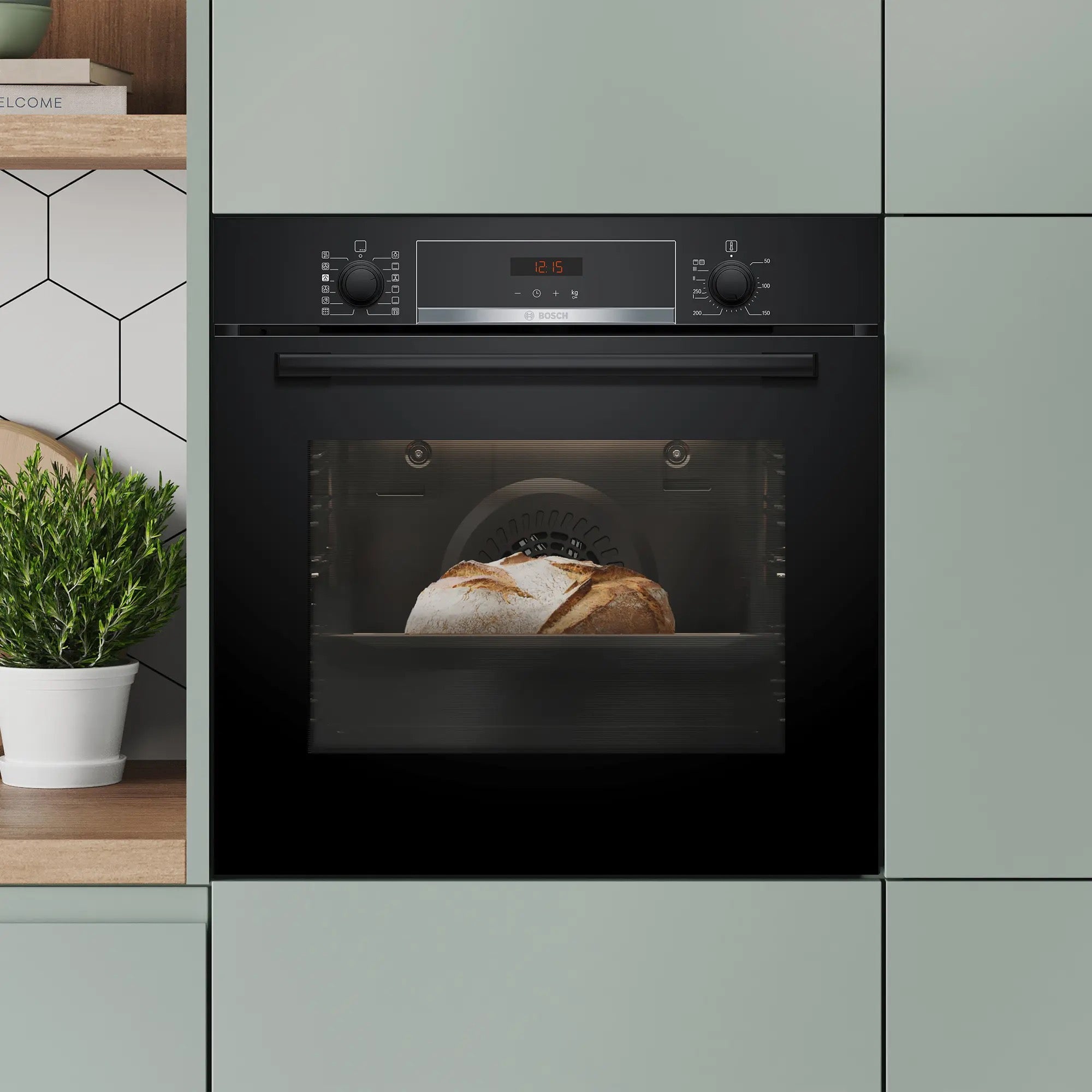 Bosch Series 4 Built-in oven with added steam function 60 x 60 cm Black - HQA574BB3B