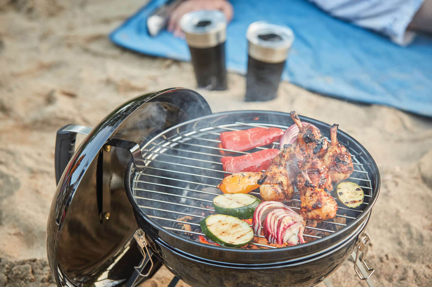 Premium 14 Charcoal Portable Kettle | 14 Inch Portable Charcoal Grill | Dual Basket | Air Vents | Outdoor Portable BBQ UK | Caterbitz