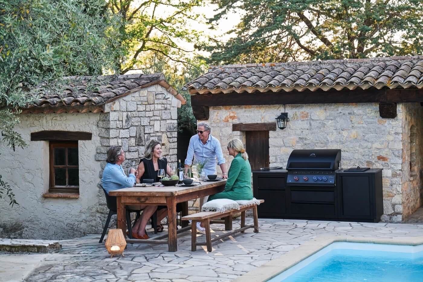 OASIS 105 Outdoor Kitchen | 700 Series 32 Grill | Modular Island Kit | Infrared Side Burner | Matte Black Cabinets | Caterbitz UK