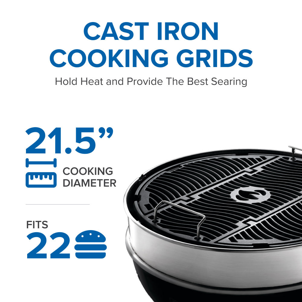 Professional 22 Charcoal Kettle | Cast Iron WAVE™ Grids | Rotisserie Ready | Vortex Heat Management | Porcelain Steel Body | Outdoor Charcoal Grill UK | Caterbitz