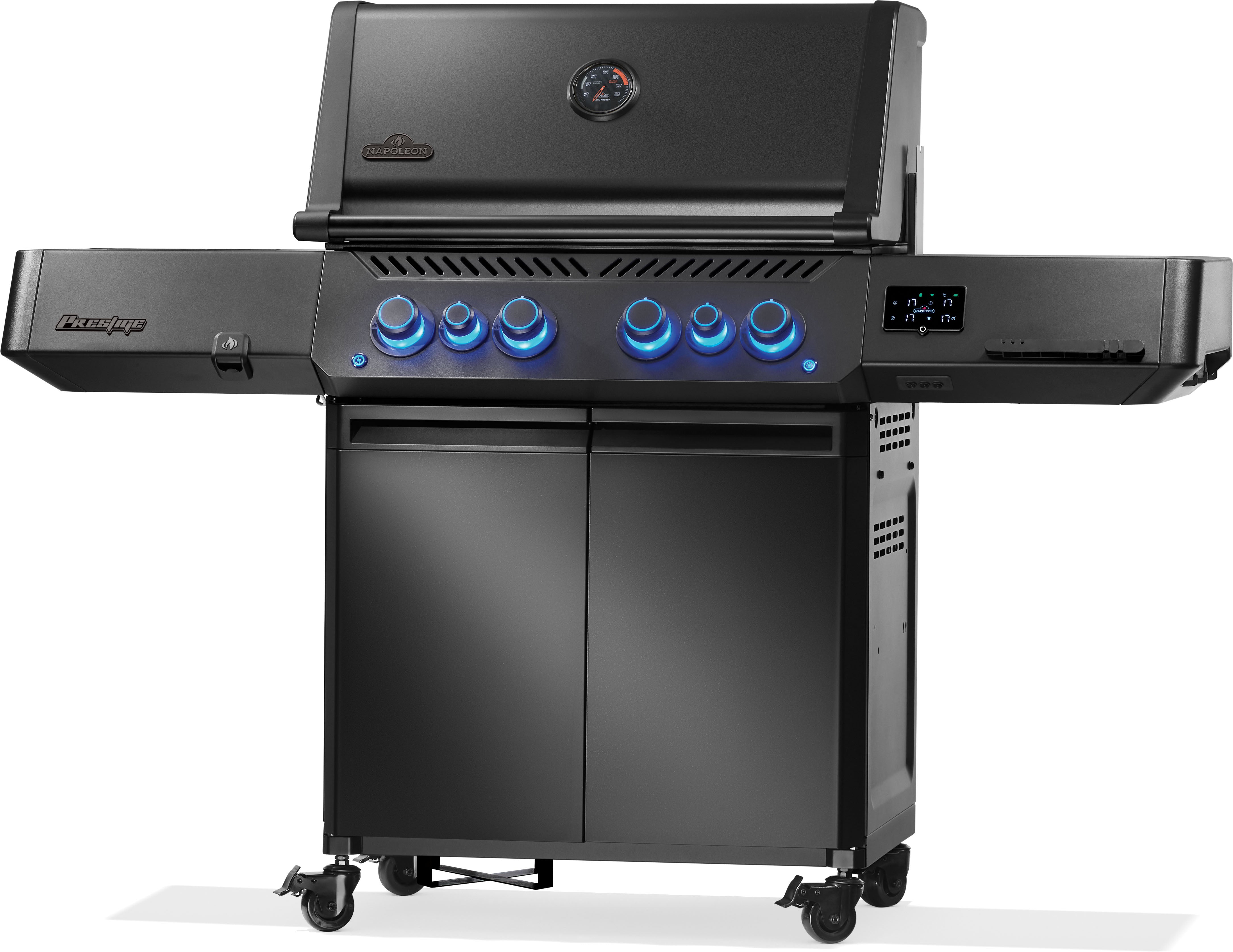 Phantom Prestige 500 Connected RSIB Grill | Matt Black Smart BBQ | Cast Stainless Steel Grids | Infrared Side Burner | Napoleon Grill UK | Caterbitz