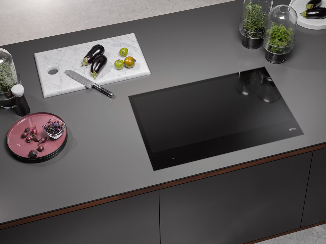 Miele Induction hob with onset controls Platinum KM 7678 FL Black