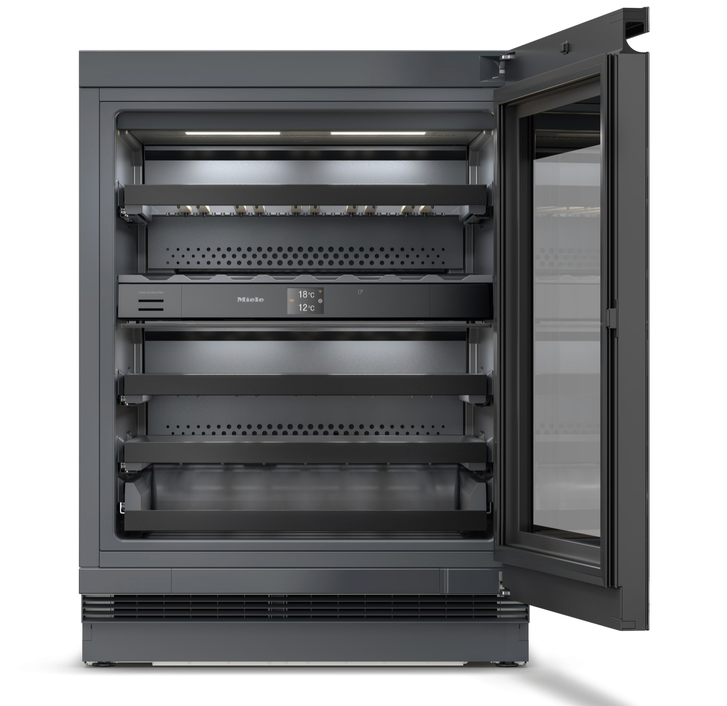 Miele Built-under wine conditioning unit Platinum KWTUS 7074 F Obsidian Black glass
