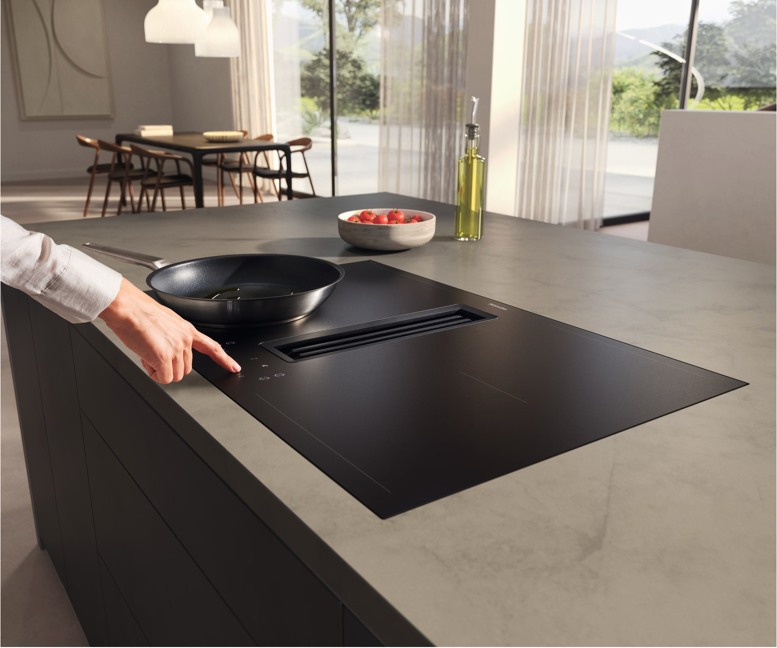 Miele Induction hob with vapour extraction - KMDA 7876-1 FL MattFinish
