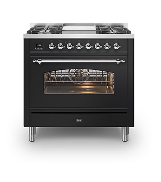 ILVE Milano 90cm Fry Top Dual Fuel Range Cooker - P09F-NE3