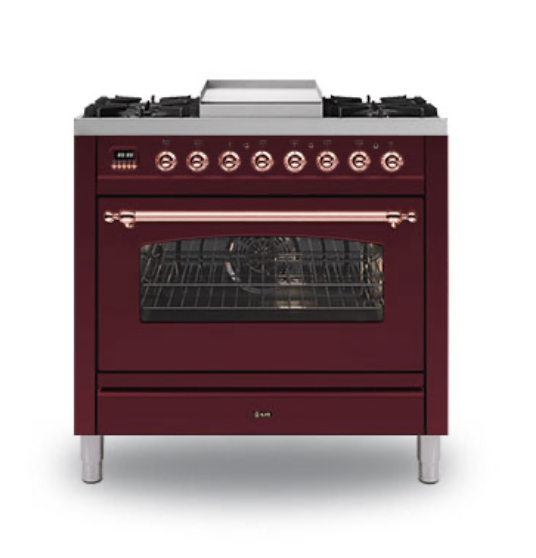 ILVE Milano 90cm Fry Top Dual Fuel Range Cooker - P09F-NE3