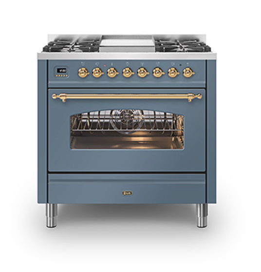 ILVE Milano 90cm Fry Top Dual Fuel Range Cooker - P09F-NE3