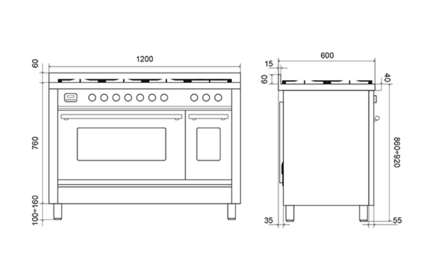 ILVE Roma 120 Coup De Feu Range Cooker