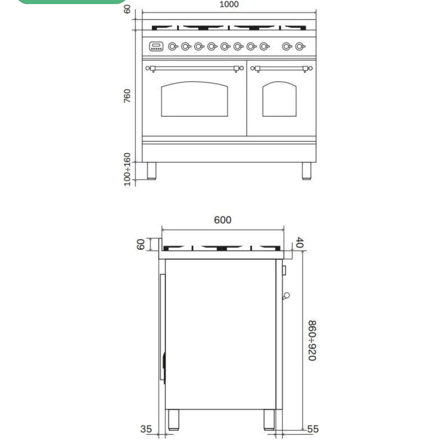 Ilve Roma 90cm Wide Dual Fuel Range Cooker - PD09IWE3