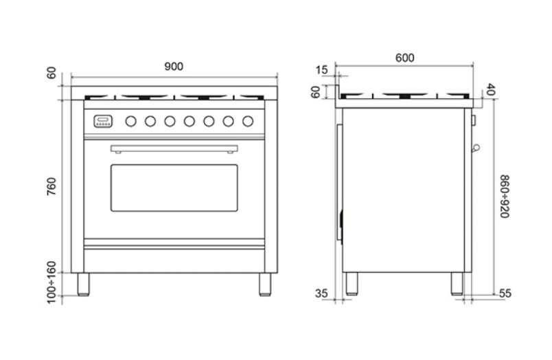 ILVE Roma 90 Single 2-Zone Induction Range Cooker - P09IWE3