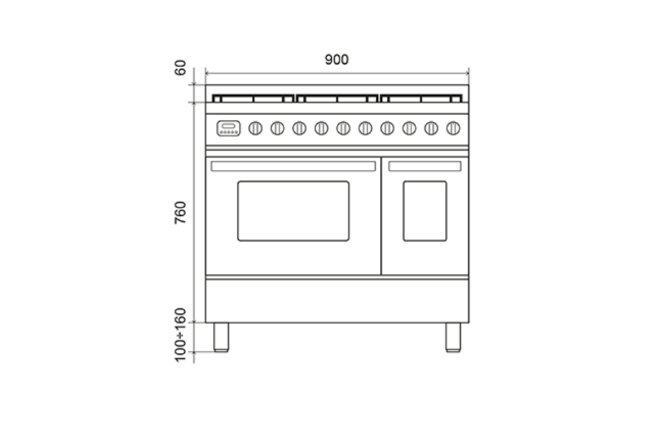 ILVE Pro-Line 90 Twin 6-Burner Range Cooker