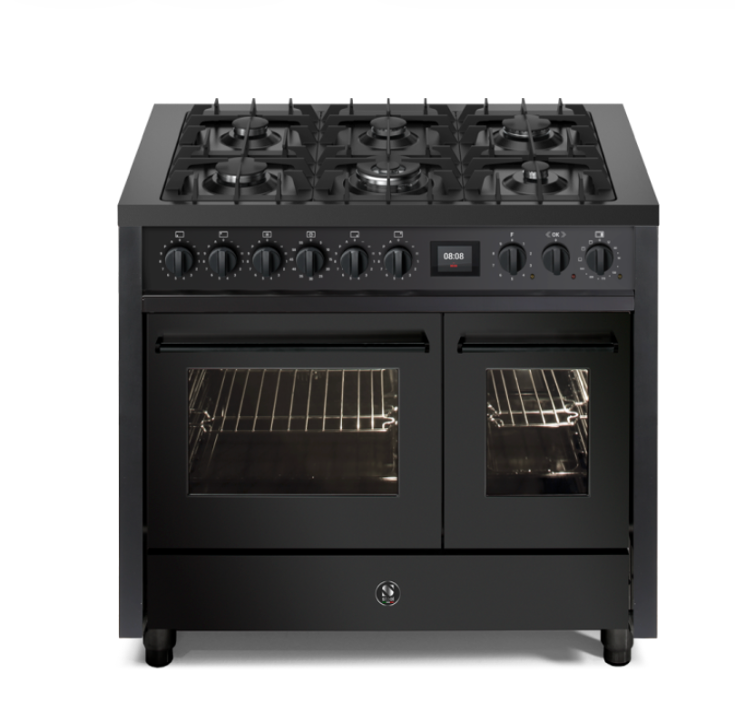 Steel Cucine Enfasi 100cm Double Oven Range Cooker - All Black - EQ10FF-6 NF