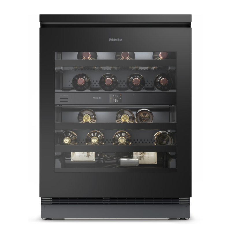Miele Built-under wine conditioning unit Platinum KWTUS 7074 F Obsidian Black glass