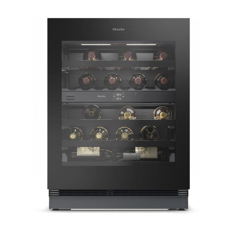 Miele Built-under wine conditioning unit Diamond KWTUS 7096 E Obsidian Black glass