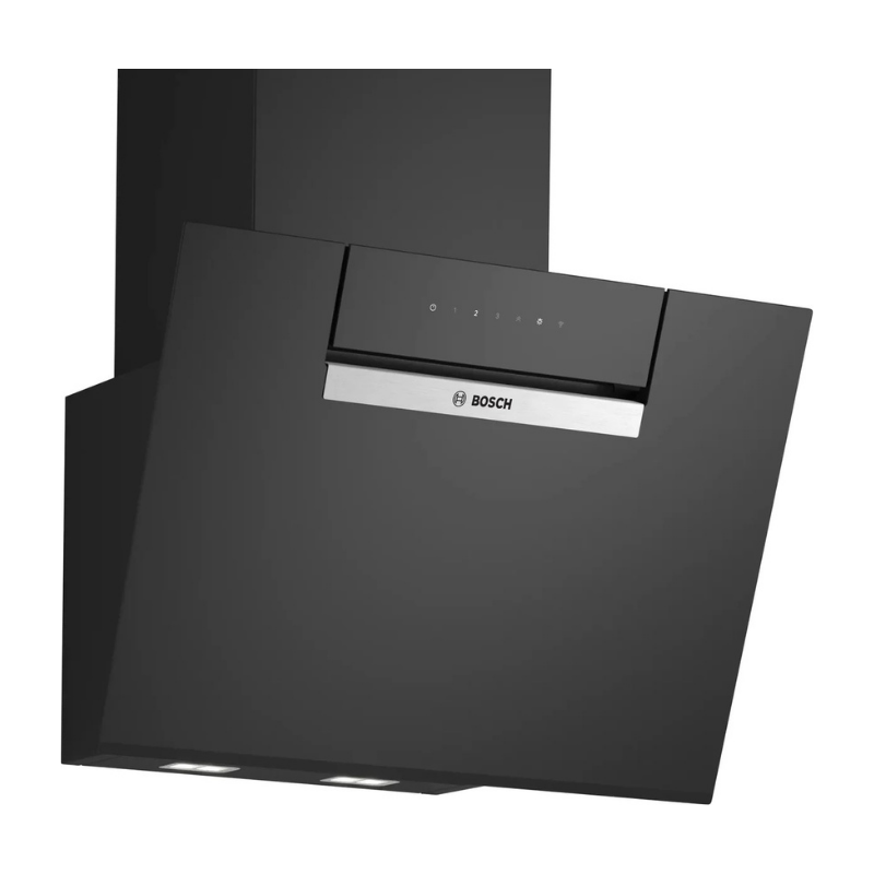 Bosch Series 4 Wall-mounted cooker hood 60 cm clear glass black printed, Black - DWK67FN60B