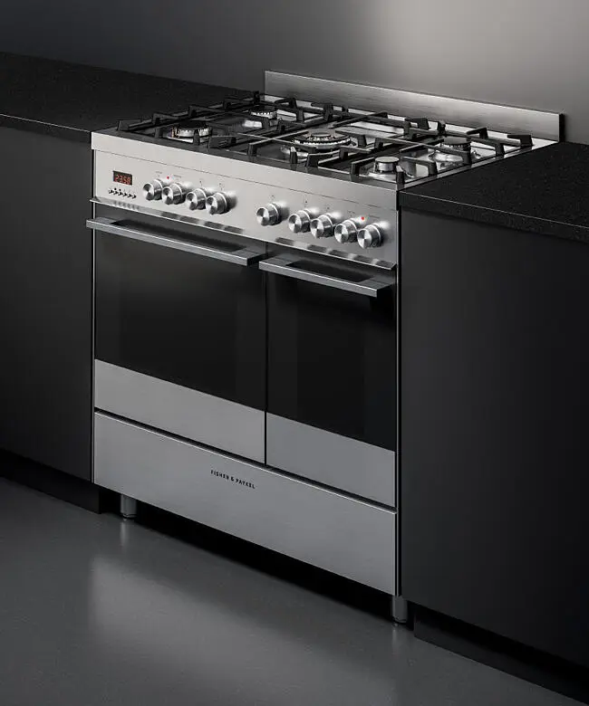 Fisher & Paykel Series 7 OR90L7DBGFX1 900mm Wide, Contemporary Stainless Steel, Double Cavity Oven with Gas Hob, Full Width Pan Storage Drawer