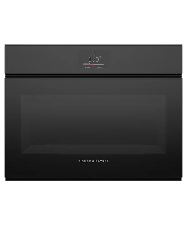 Fisher & Paykel Series 9 OS60NMTNB1 Compact Combination Steam Oven 55L, 23 Function, 5" Touchscreen, Minimal (Black Glass), WiFi, compatible with SmartHQ App - Handle-less & No Dial Design (Auto open / close Door)