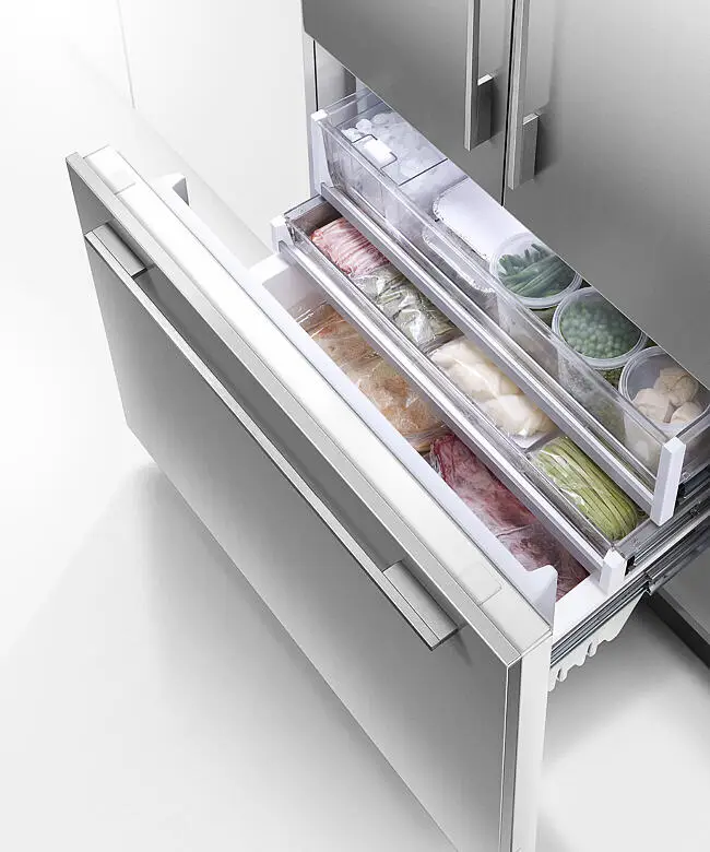 Fisher & Paykel Series 7 RS90AU3 Integrated Fridge Freezer French Door, 900mm - Ice & Water - water dispenser only available with stainless steel door panel accesssory