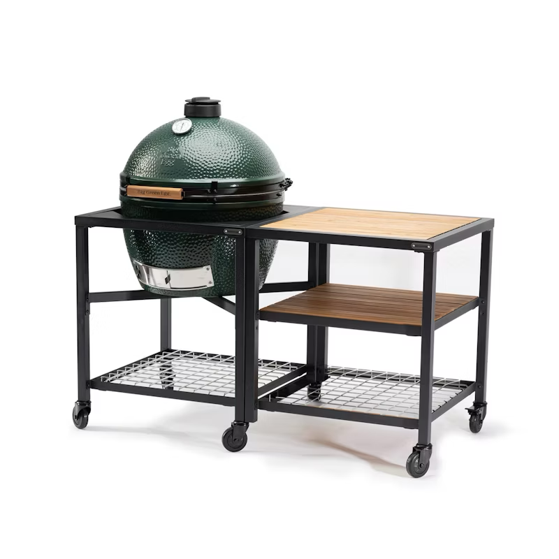 Big Green Egg Modular Nest + Expansion Frame + Acacia Shelves