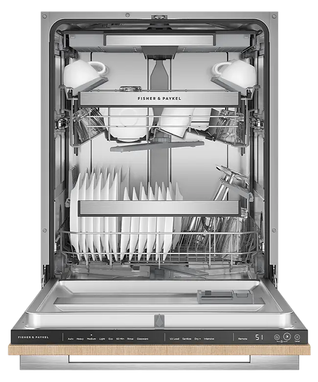 Fisher & Paykel Series 9 DW60UT4HI2 Dishwasher XL, Steel Interior, Telescopic Runners, 16 Place Settings, Integrated, WiFi, compatible with SmartHQ App