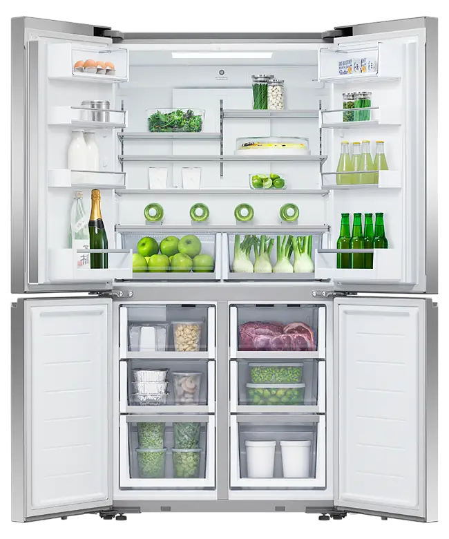 Fisher & Paykel Series 7 RF605QNUVX1 Fridge Freezer Quad Door 905mm, Recessed Handle, Stainless Steel - Ice & Water