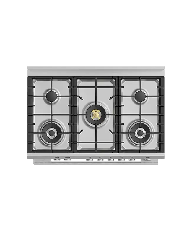 Fisher & Paykel Series 9 OR90SDG6X1 900mm Wide, Contemporary Stainless Steel, Single Cavity Pyroclean Oven with Gas Hob, Full Width Warming Drawer and 2 x Fully Extending Telescopic Shelves