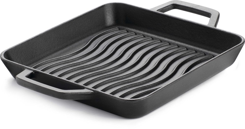 Napoleon Cast Iron Griddle Pan | 25x25 cm BBQ Griddle | Porcelain Coated Cast Iron Pan | WAVE Sear Mark Pan | Caterbitz UK