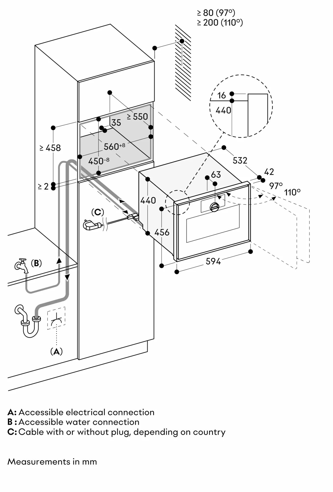 Gaggenau Expressive series combi-steam oven 60 x 45 cm door hinge: right