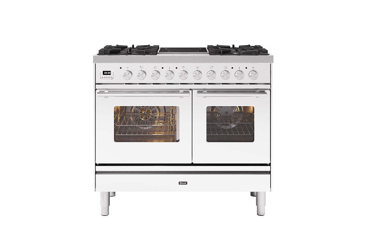 Ilve Roma 4 Burners with 2 Zone Induction Double Oven Dual Fuel Range Cooker