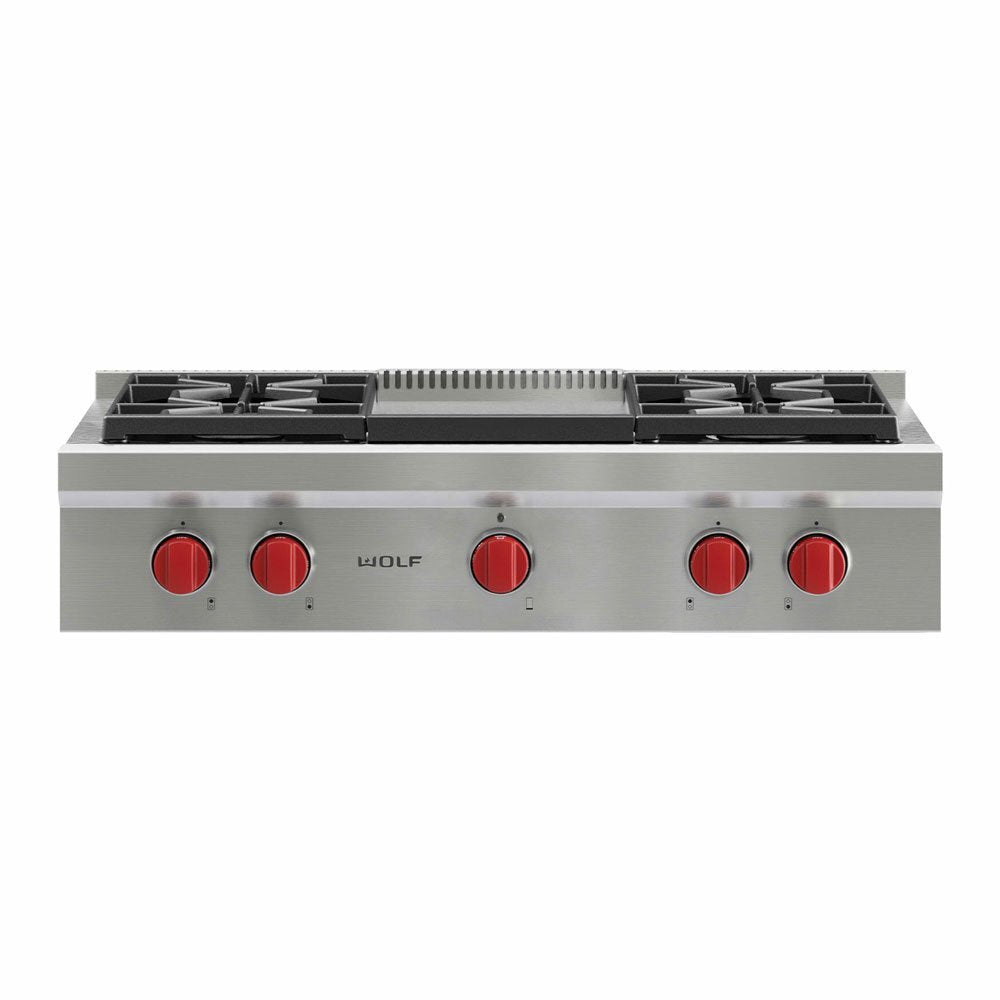 Wolf Sealed Burner Range-Top 4 Burner and Griddle IICBSRT364G