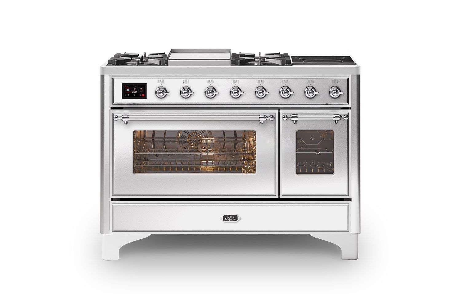 ILVE Majestic Milano 120cm Fry Top + 2 Zone Induction Dual Fuel Range Cooker