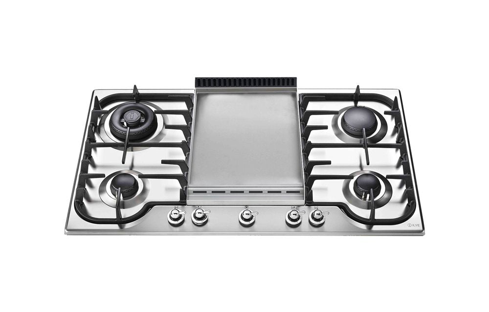 ILVE Milano 5 Burner Fry Top Gas Hob 90cm - HCB90FCN