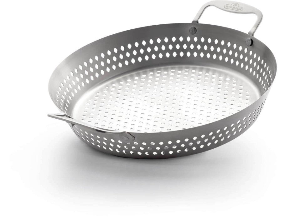 Napoleon Stainless Steel Grilling Wok with Perforated Design and Built-in Handles