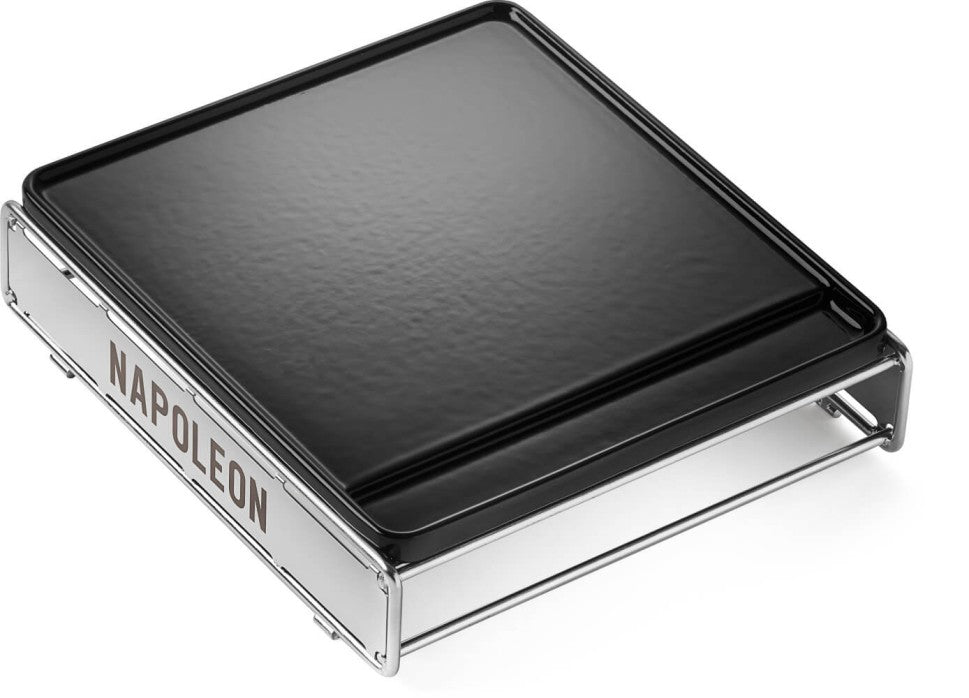 Napoleon Porcelain-Enameled Cast Iron Griddle | Integrated Grease Channels | Flat-Top Cooking | BBQ Accessory