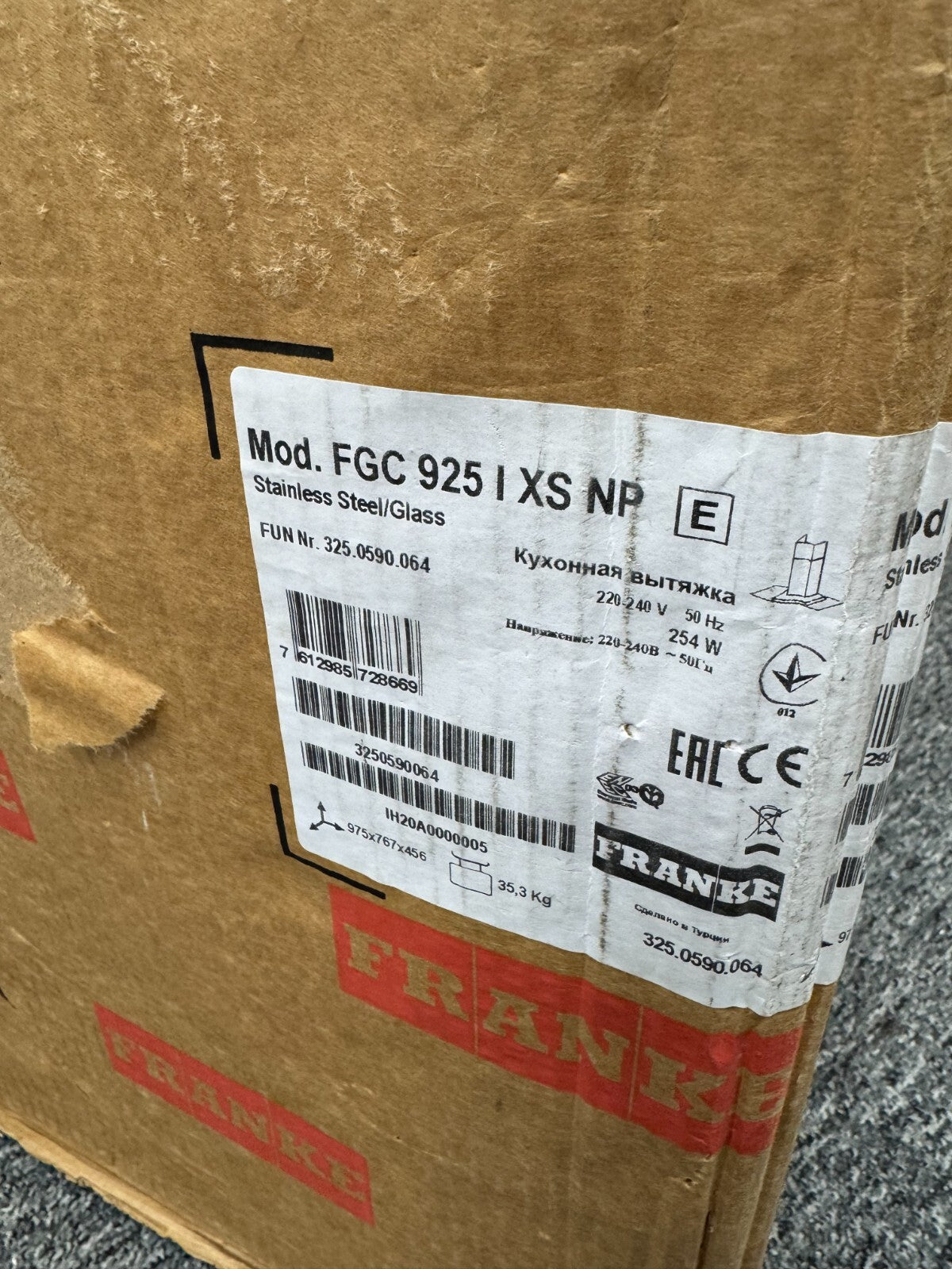 NEW Franke FGL 925 I XS NP 90cm Wide ISLAND Hood Extractor BR772