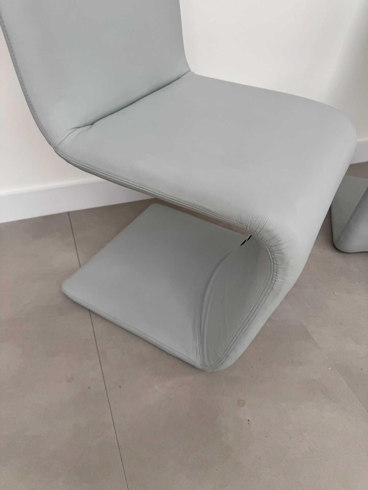 2 x Ex Display Ronaldo Venere Leather dining Chairs sky Blue AX016
