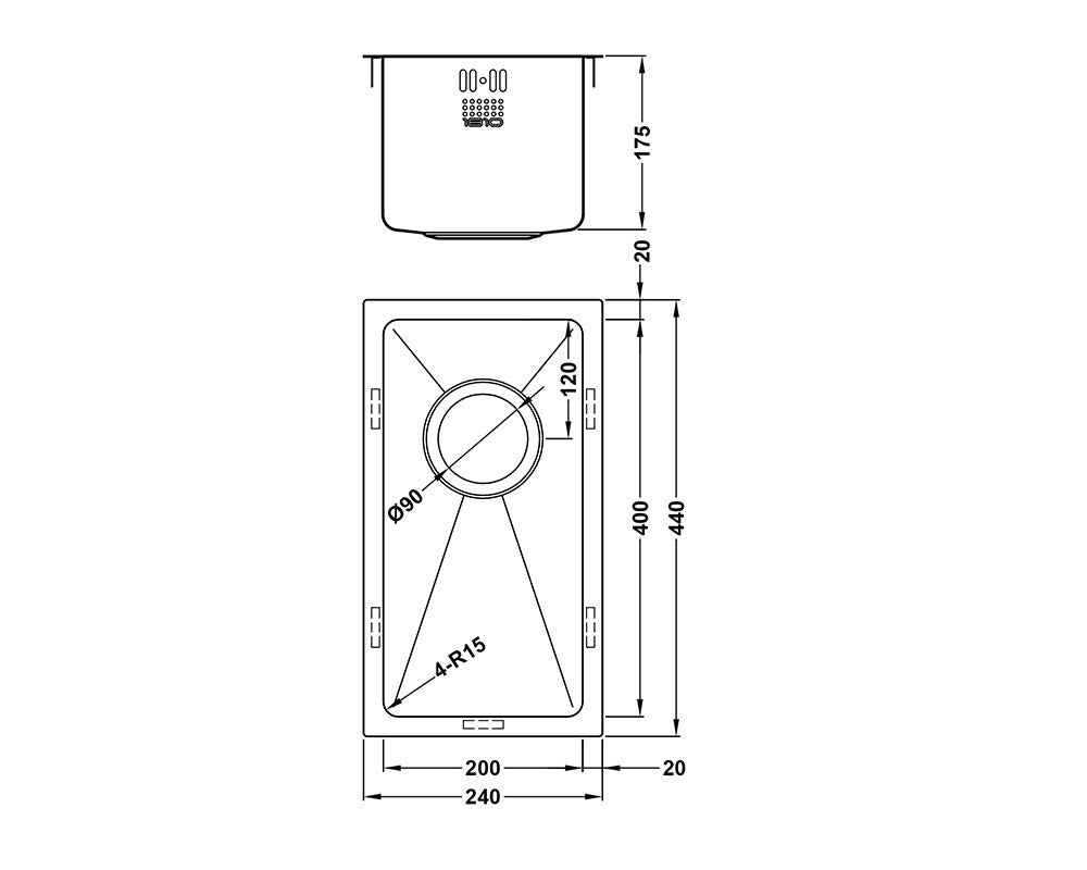1810 ZenUno15 200U Gunmetal Inset Undermount Stainless Steel Kitchen Sink BR956