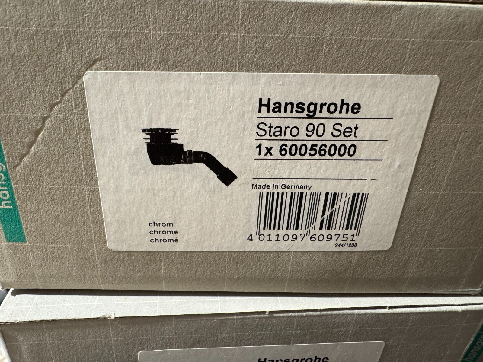NEW Hansgrohe 60056000 Staro 90 Chrome Complete Shower Waste Drain Set BR887