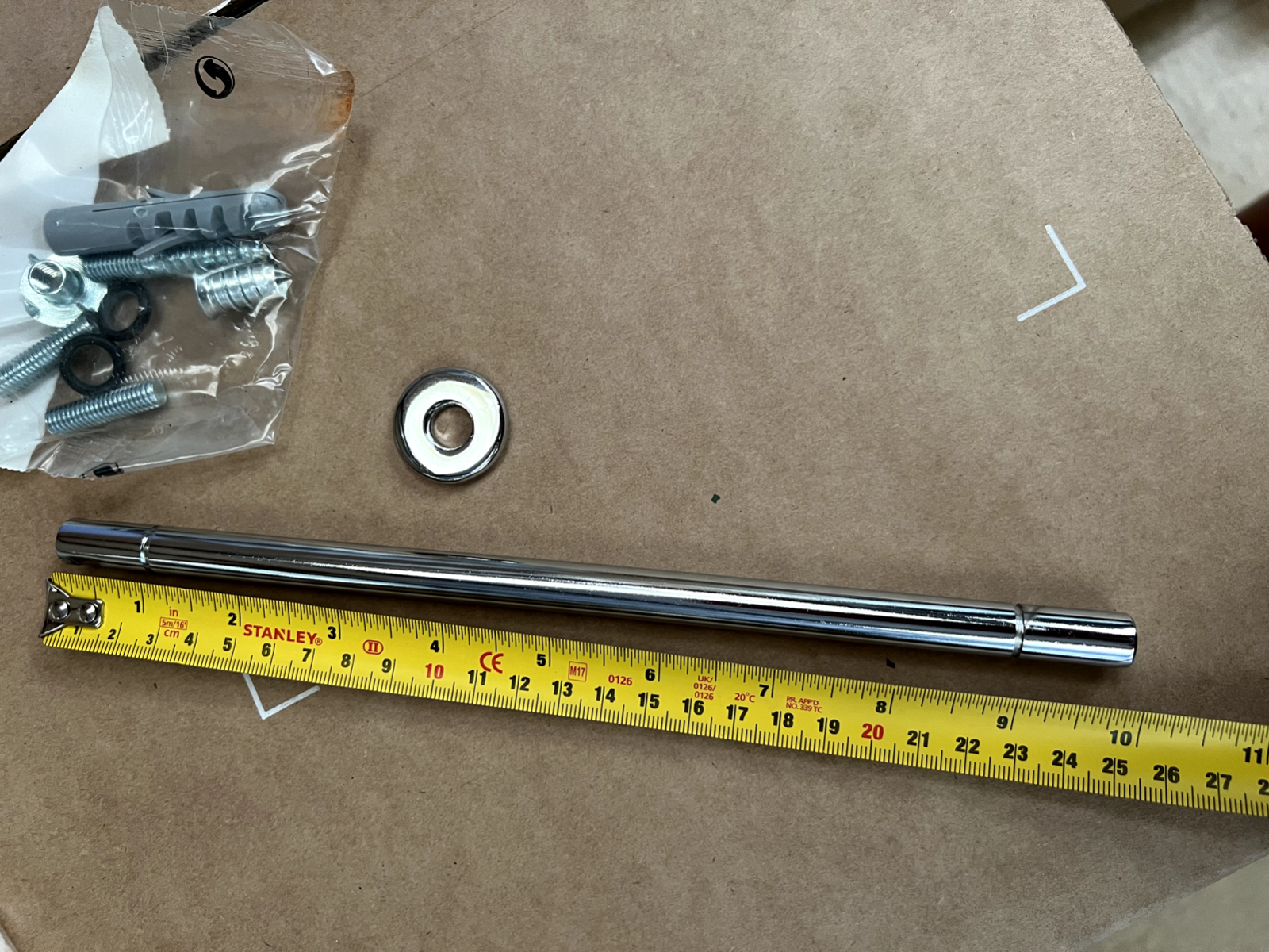 Glass Shelf Support Chrome Bar rod 25mm