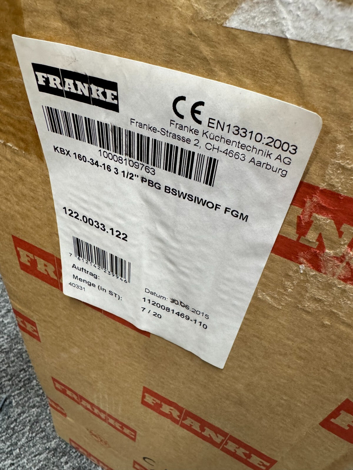 New Franke Kubus 1.5 Bowl Silk Stainless Steel Undermount Sink KBX 160 34 BR877