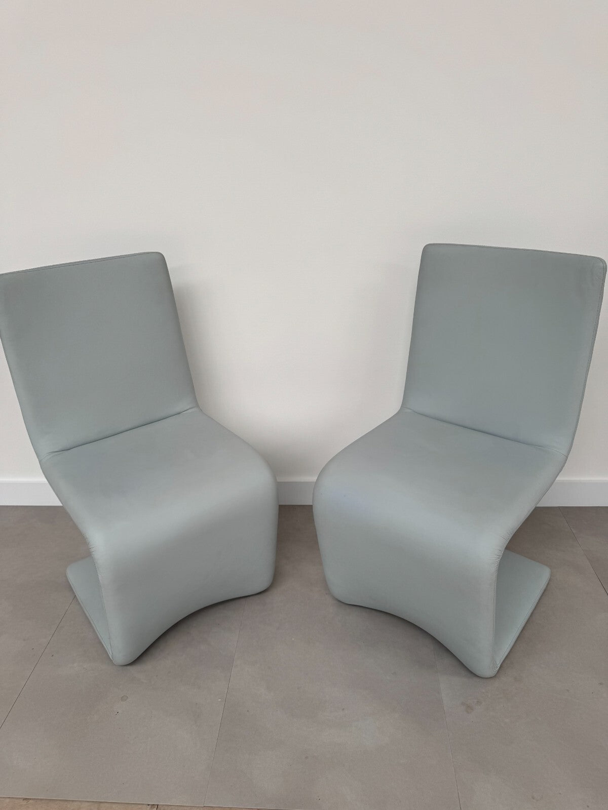 2 x Ex Display Ronaldo Venere Leather dining Chairs sky Blue AX016