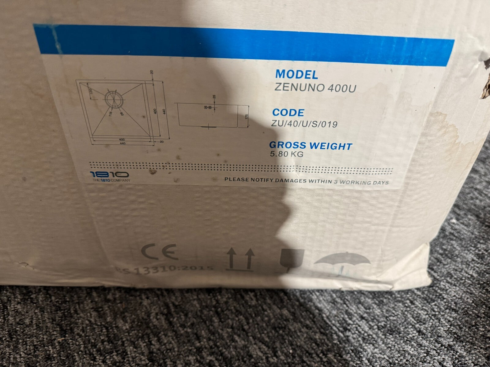 NEW 1810 Company Zenuno 400U kitchen bowl Sink Basin undermount BR688 franke