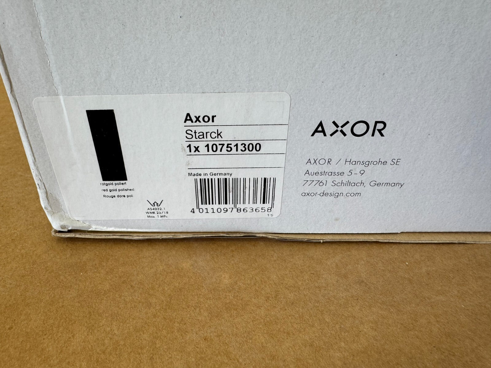 NEW Hansgrohe AXOR Starck 10751300 Shower Solutions Thermostatic module BR731
