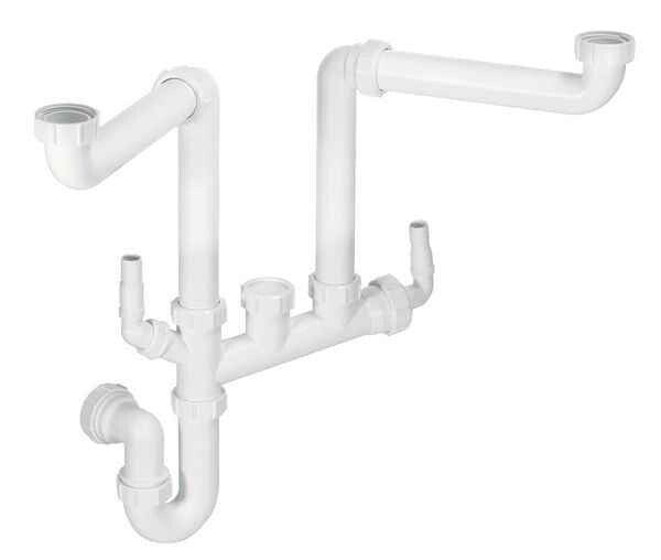 NEW Mc alpine 2 Bowl Kitchen sink Space Saving Plumbing Kit SSK2 BR976