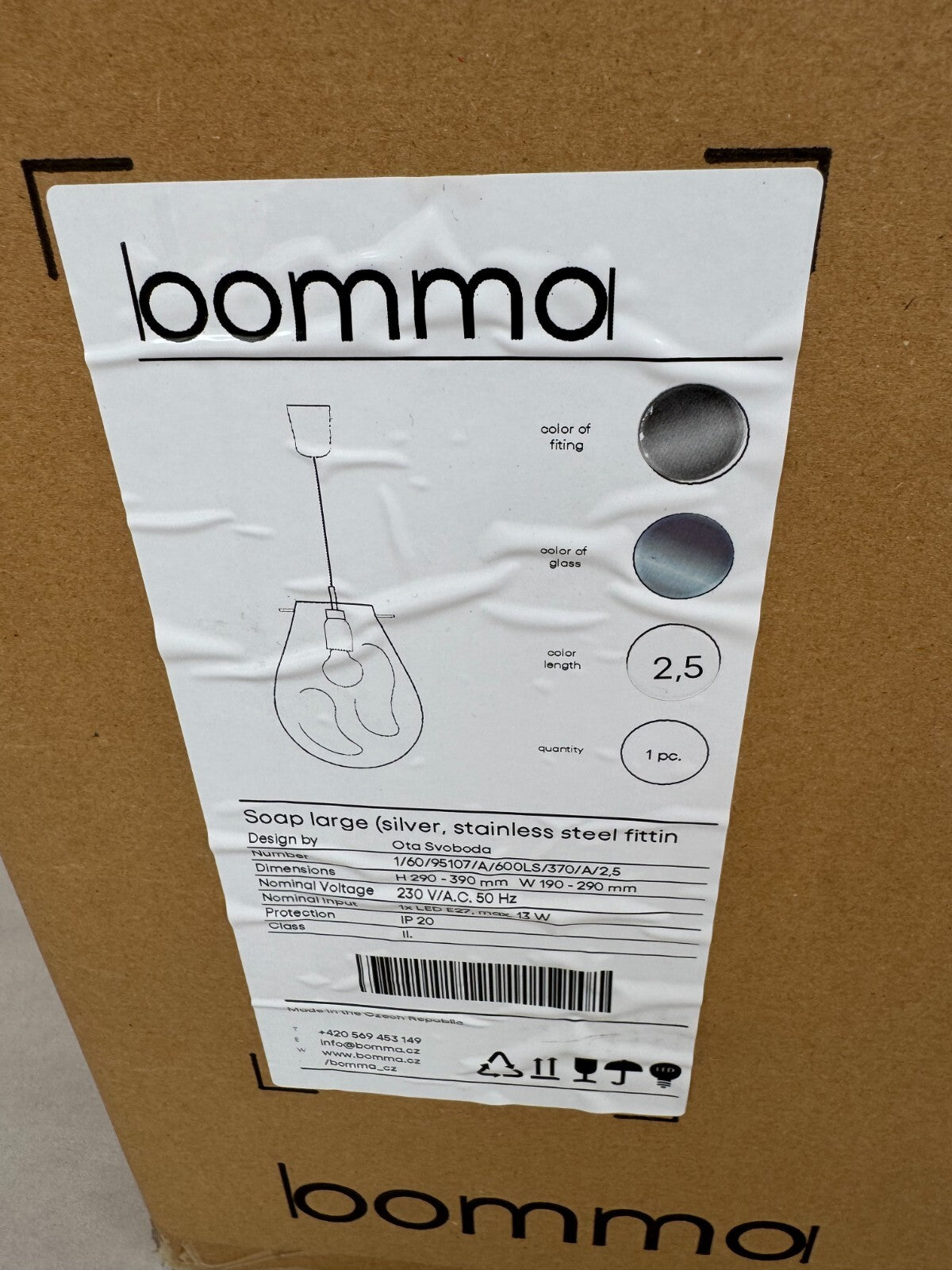 NEW Bomma Soap Large Lighting Pendant Light Silver lamp Ota Svoboda AX008