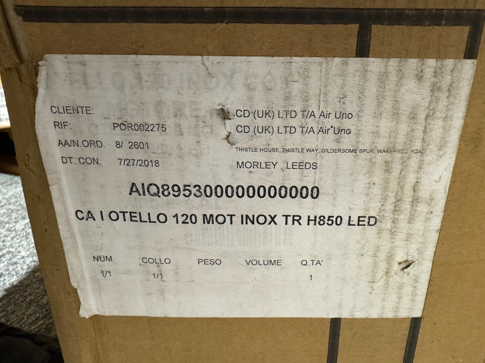 Ex Display Airuno Otello CA 120 ceiling Extractor Hood white Motor BR675 airone