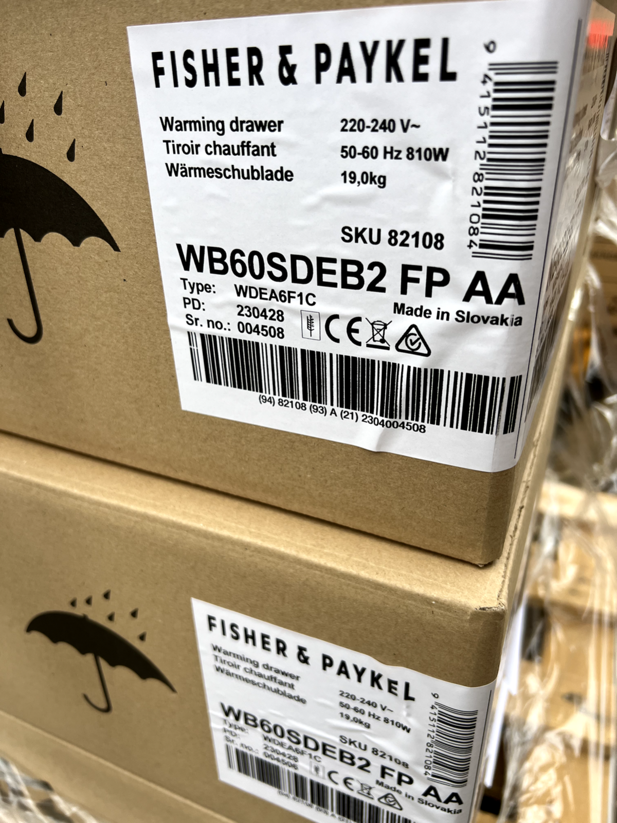 New Fisher & Paykel WB60SDEB2 Warming Drawer Black 14cm appliance Warmer