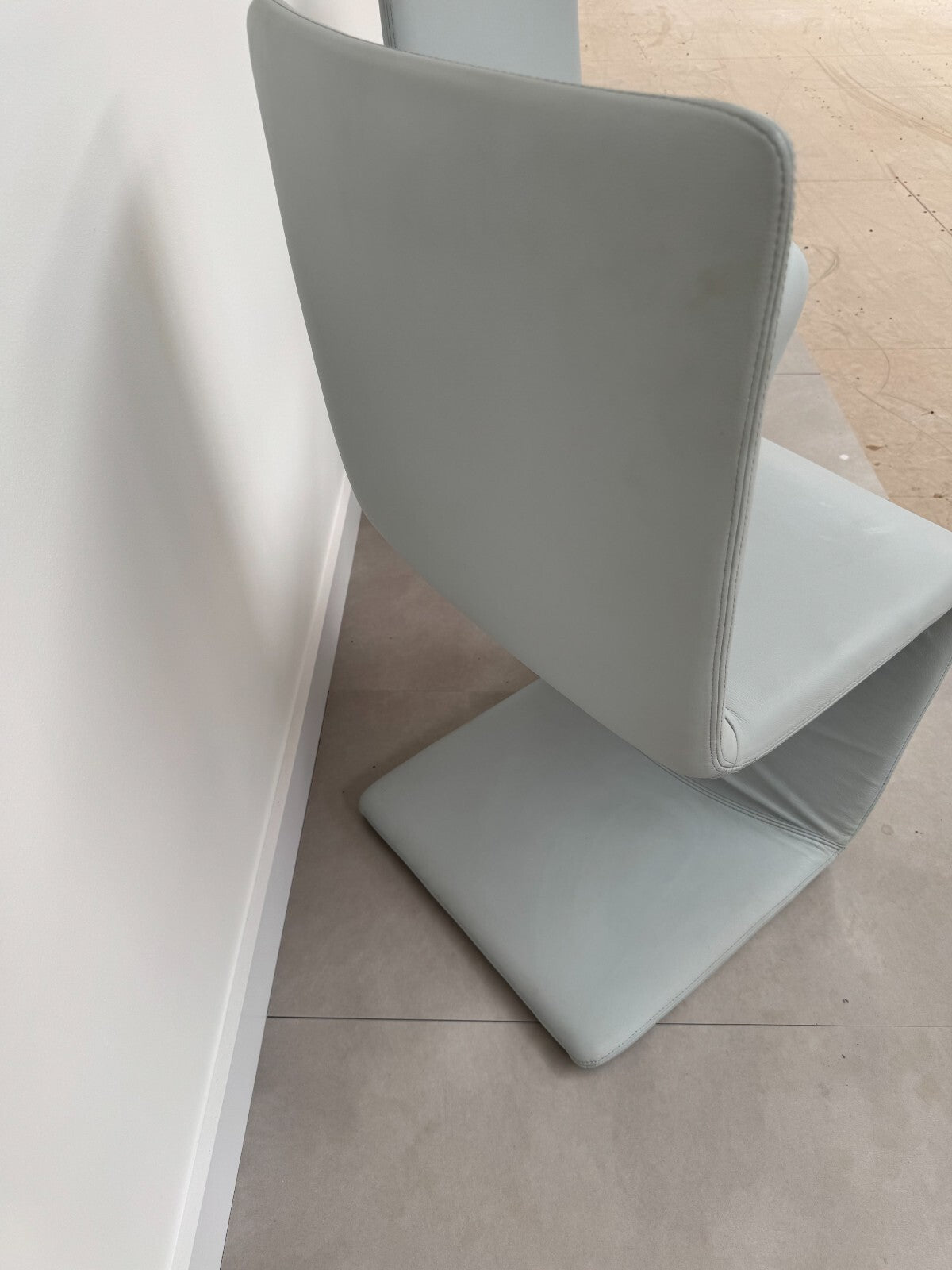 2 x Ex Display Ronaldo Venere Leather dining Chairs sky Blue AX016