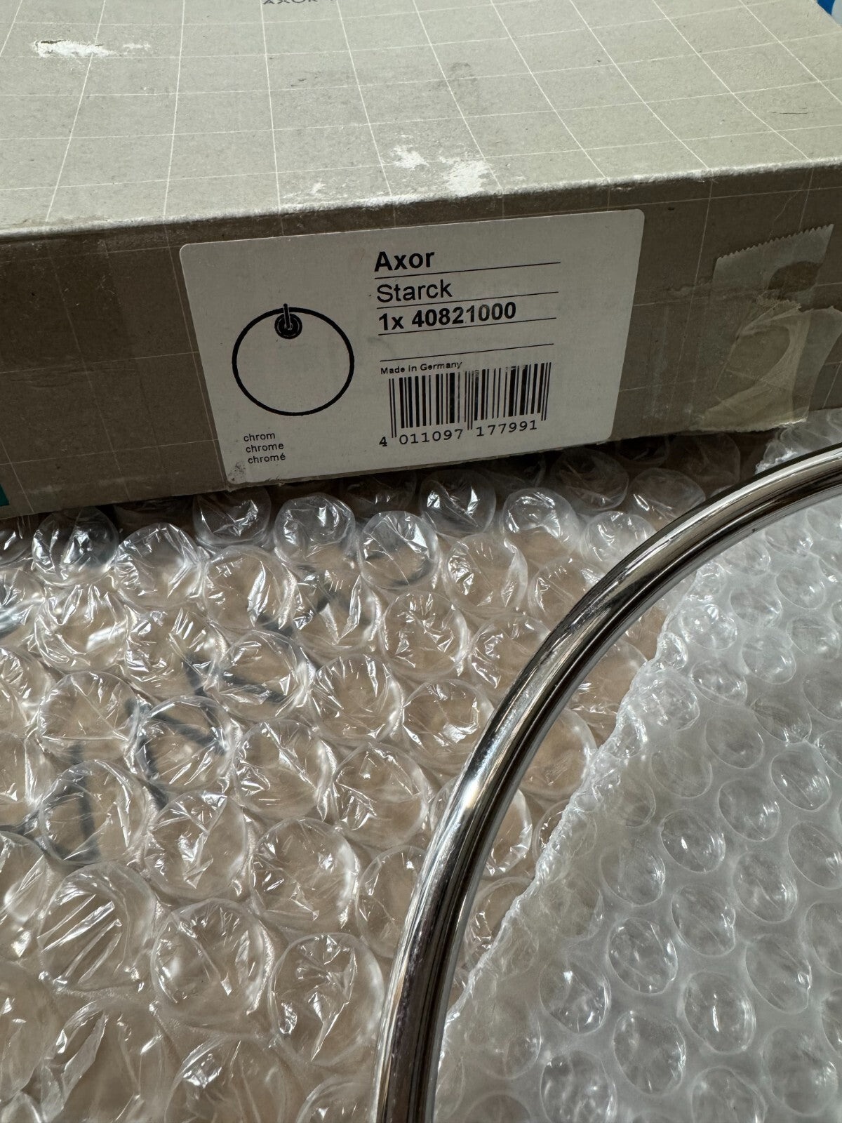 NEW AXOR Hansgrohe 40821000 Starck Chrome Wall Mounted Towel Ring BR890