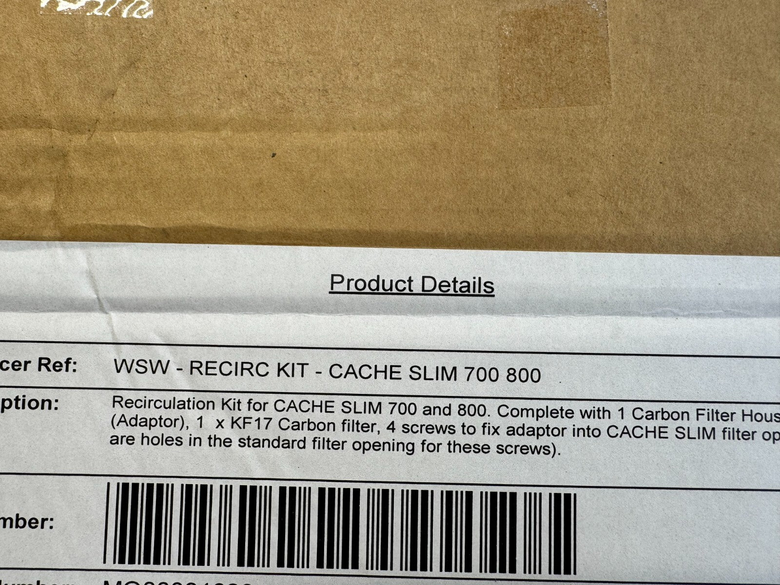 New Westin Extractor Recirculating Carbon Filter Cache slim 700 800 BR2303